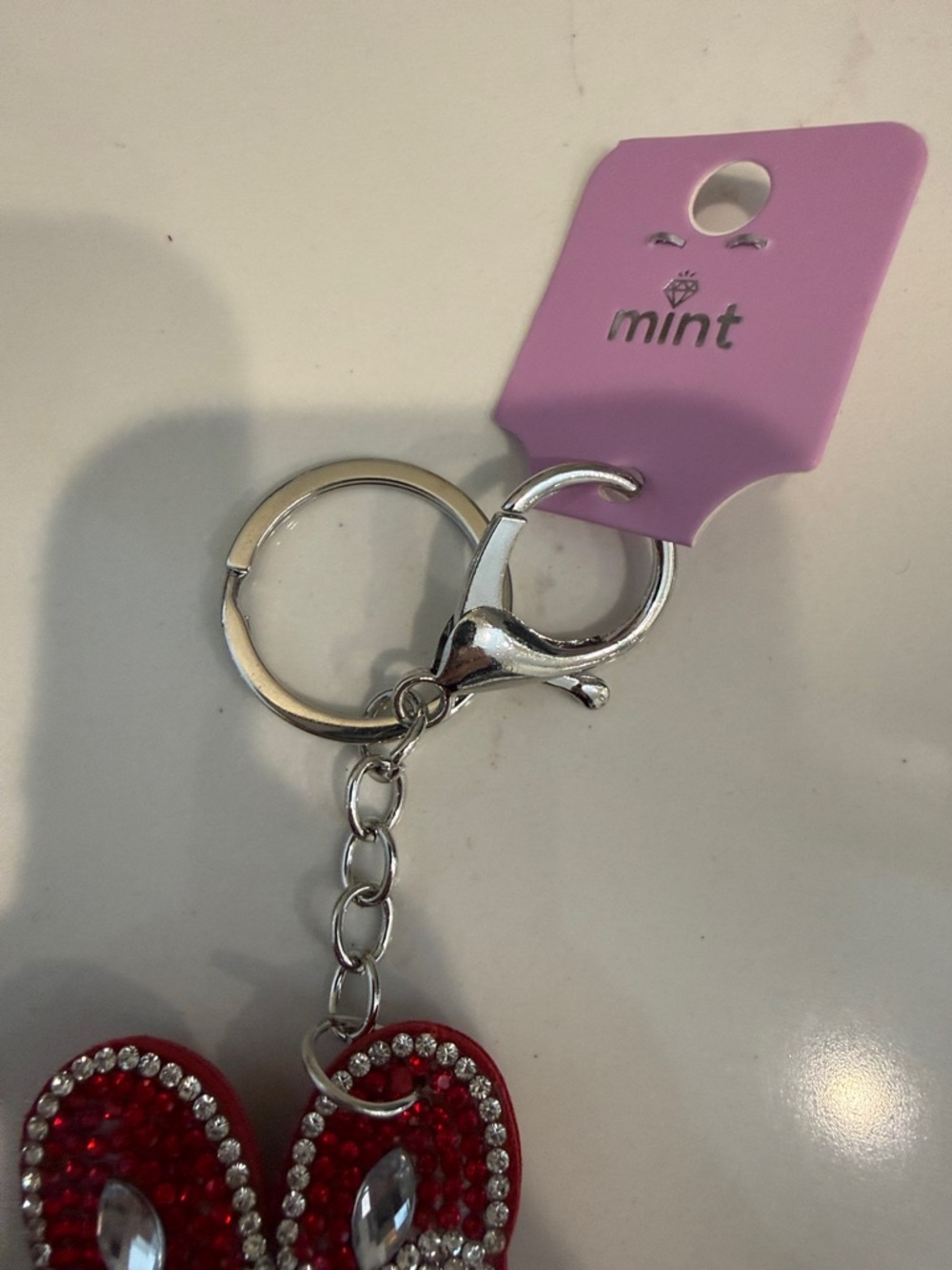 Red Rhinestone Bunny Keychain - Picture 3 of 4